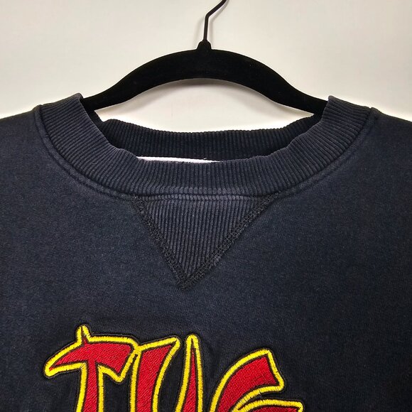 Vintage Champion Tug O War Embroidered Mens Large Black Long Sleeve Sweatshirt - Picture 3 of 8